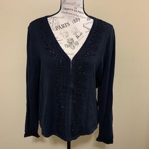 Covington Petite Black Long Sleeve V-Neck Sweater